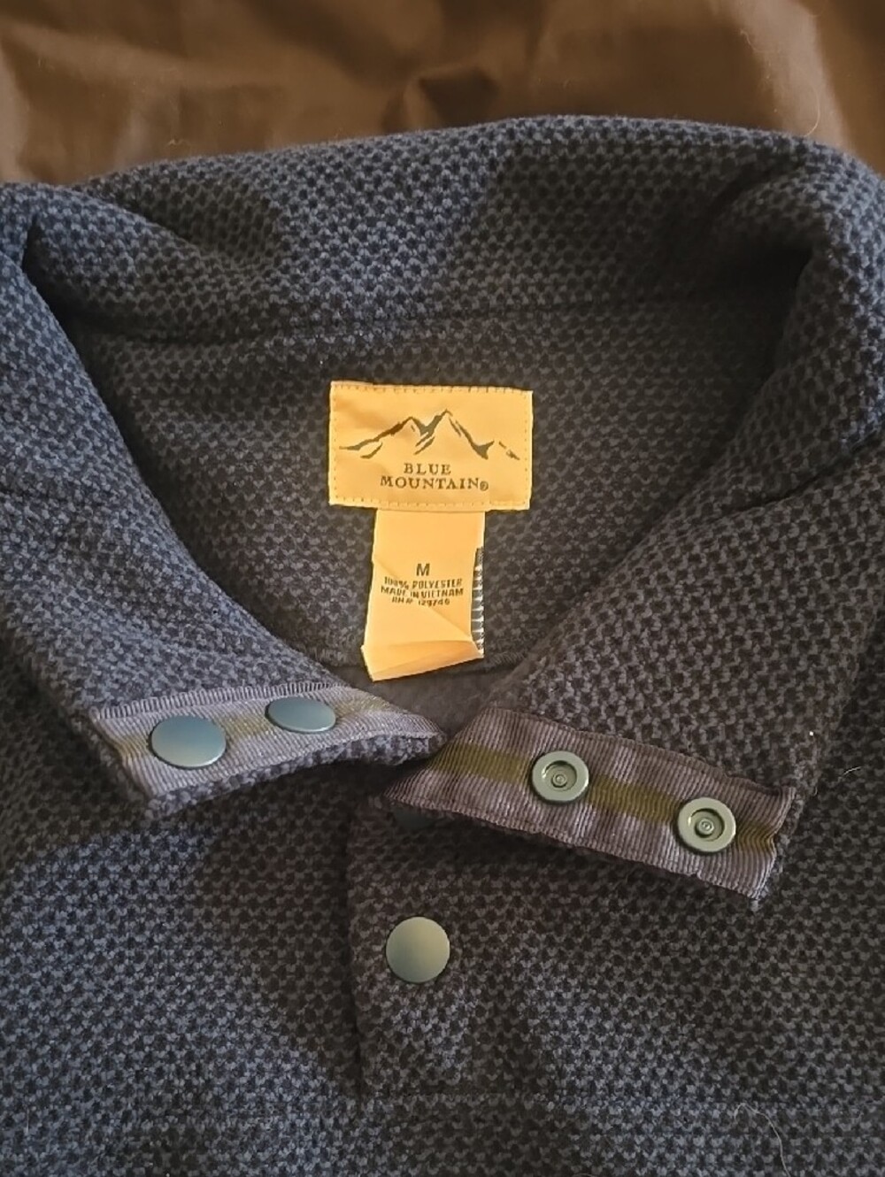 Men's Blue Mountain Navy Knit Long-Sleeve Polo Shirt Sz Med NWT - Picture 2 of 4